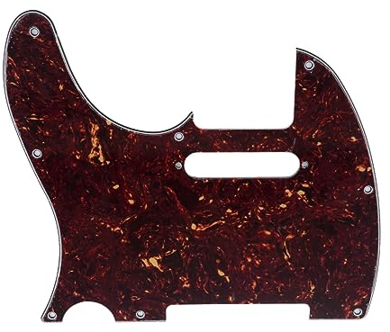 Musiclily 8 Löcher Schlagbrett Tele Pickguard für Linkshänder American/Mexican Fender Telecaster Standard Moderner Style Gitarren,4 lagig Tortoise Shell