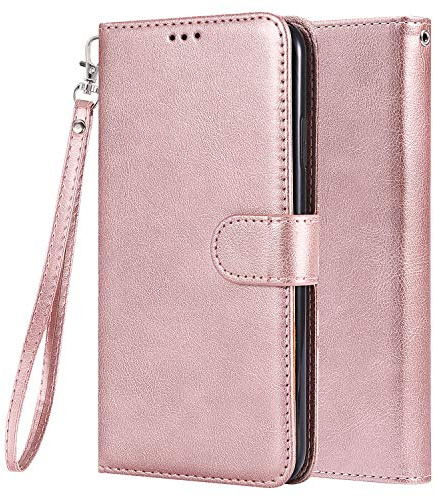 LEMORRY Coque Apple iPhone 6Plus/7Plus/8Plus Etui Cuir Multifonctionnel Portefeuille Pochette Protecteur Magnétique Fente Carte & Cadre Photo Silicone TPU Housse Flip Cover iPhone 6Plus (Or Rose)