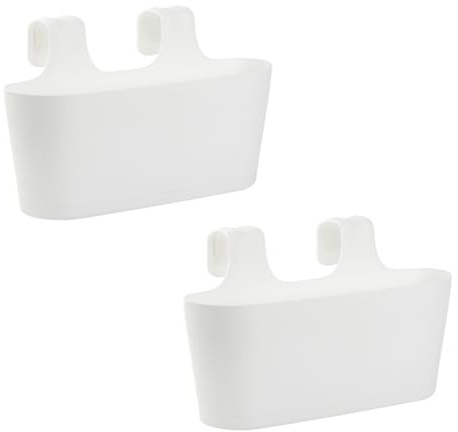 Gariella - 2 x Blumenkasten in Weiß, Hängekasten, Geländer-Montage, Balkon, Außenbereich, 5,5 L, oval, Kunststoff, Übertopf, Pflanzkasten, Blumentopf zum Hängen, Wasserspeicher/Untersetzer