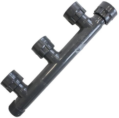Rain 1zoll Verteiler PVC Ventilverteiler für Magnetventil Elektroventil PE Rohr Swivel Verschraubung Multi-T 2fach 3fach 4fach (Verteiler 3-fach)