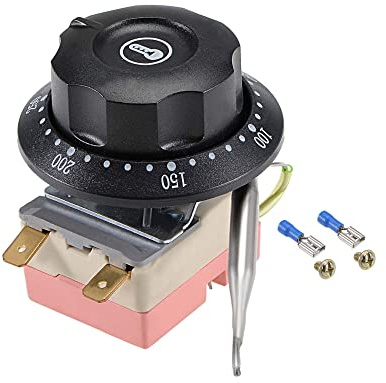 sourcing map NC 250V 16A 50-250C Temperature Control Switch Capillary Thermostat for Oven Refrigerator Heater, 0.7m, with 2 Screws&2 Crimp Terminals
