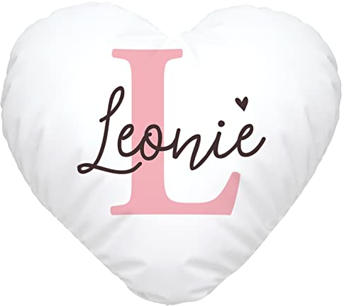 SpecialMe® Herz-Kissen Initiale Monogramm personalisiert Namen Anfangsbuchstabe Kissenhülle Herzform Mädchen weiß Herz-Kissen