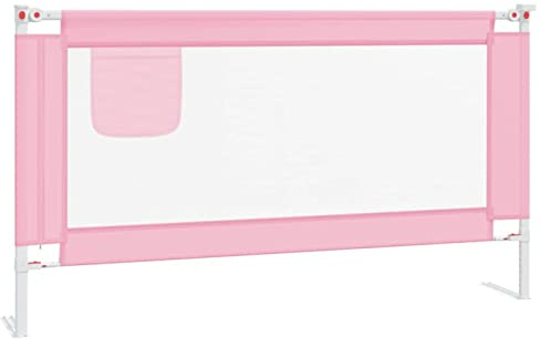 Gecheer Bettschutzgitter Bettgitter Kinderbettgitter Babybettgitter Rausfallschutz Kinder Baby Kleinkind Gitter Kinderbett Stoff Rosa 150x25 cm