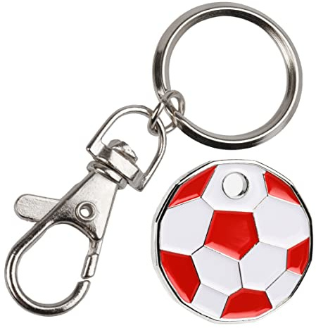 Harts 1 unit New Shape £1 coin Trolley Tokens Keyrings Supermarket Locker (Red Football)