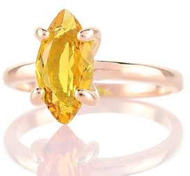 Bagues en Or 14K pour Femmes - Citrine Marquise en Or Rose 14k - Bagues Vintage Elégantes, Bagues de Pierres de Naissance et Bagues de Pierres Précieuses - Boîte Incluse