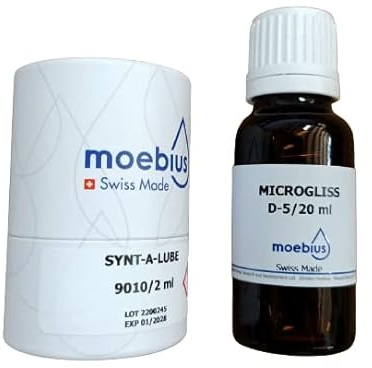 KD89 Set of Swiss Made Microgliss D5 Moebius Lubricants 20 ml + Fine Oil 9010 2 ml - Watches, Watches