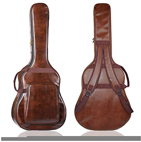 EIFINE 40/41-Zoll-Gitarrentasche, PU-Leder, gepolsterte Akustikgitarrentasche, doppelt wasserdicht, mit verstellbarem Schultergurt (Color : Brown, Größe : 40/41 Inch)