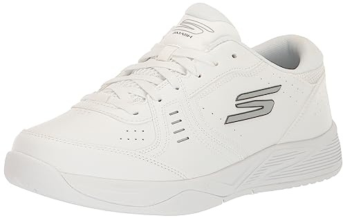 Skechers Men's Viper Court Smash-Athletic Indoor Outdoor Pickleball Shoes | Relaxed Fit Sneakers, White, 47.5 EU