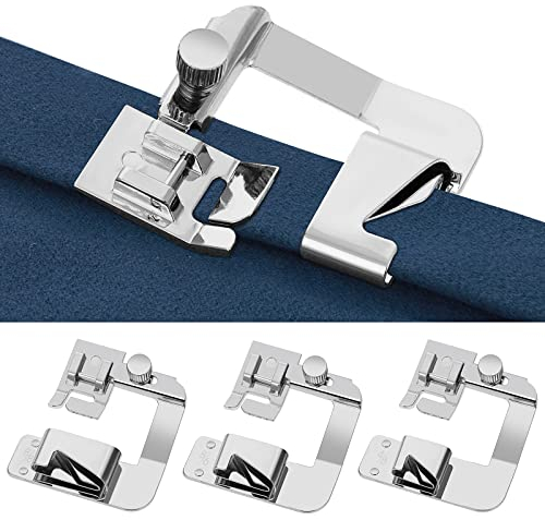 Thinp 6 Stück Nähfüsse Rollsaumfuß Edelstahl nähfüße Nähmaschine Presser Fuß für Nähmaschine Saumfuß Einstellbare Nähfuß Multifunktion Nähfüsse Gerolltem Saum Ersetzen Zubehör,für Meisten Nähmaschinen