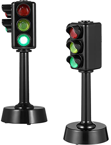 Kisangel 2-Pack Traffic Light Toys - 11cm Educational Road Signal Set with Sound & Light for Toddlers Preschool Traffic Road Learning & Role Play