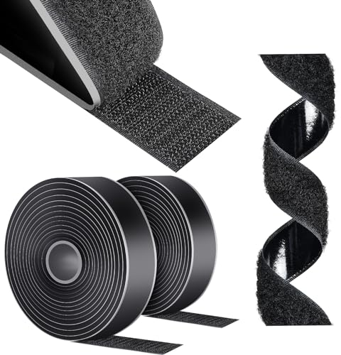 AiQInu Feltro Adesivo Forte, 5m x 30mm Feltro Adesivo Forte Biadesivo, Sistema Di Fissaggio Hook & Loop, Nastro A Strappo Per Tessuto DIY