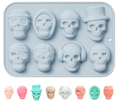 Halloween Silikonform Totenkopf Pralinenform Silikon Totenkopf Backform Schokoladenform Halloween Schokoladenformen Süßigkeitenformen für Candy Gelee Pralinen (Halloween-Blau)