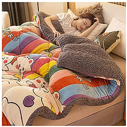 Winter-Baumwoll-Steppdecke, verdickte Kaschmirdecke, koreanische Nerzdecke, schwer, super warm, Kaschmir, verdickt, doppelseitig, geeignet für Einzel- und Doppelfamilienbettwäsche (150 x 200 cm (2,5
