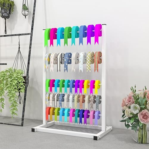 Whemyreat Spulenbandständer,Bandhalter,Geschenkverpackung,Bastelband,Aufbewahrungsregal,Bandständer,Organizer,Band Ausstellungsregal,Aufbewahrungsregal,Vinyl-Rollenhalter für Bastelraum Weiß