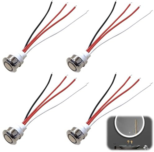 Lot de 4 interrupteurs tactiles LED 5-24 V CC - Interrupteur tactile 12 V pour trou de montage de 18 mm - Variation en continu pour bandes LED