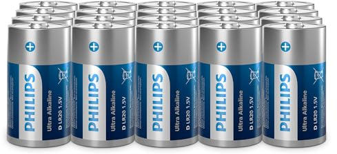 Philips Ultra D Alkali-Batterien, LR20 - Starke Leistung für Taschenlampen und größere Geräte, 20 Stück