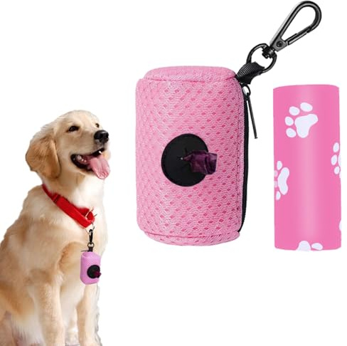 Soporte para bolsas de caca con bolsas reutilizables para caca de perro, dispensador de bolsas de caca portátil, bolsa dispensadora de malla biodegradable, bolsa de basura para excrementos,