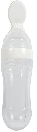 Gsycle 1 botella alimentadora de alimentos de 90 ml, botella de silicona con cuchara, alimentador de cereales para alimentos, alimentos esenciales (blanco)