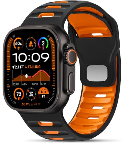 Higgs Silicone Bracelets Compatible avec Bracelet Apple Watch 44mm Ultra 3/21 49mm 46mm 45mm 42mm Homme, Soft Sports pour iWatch Series 11 10 9 8 7 6 5 4 3 2 1 SE