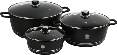 Die-Cast Aluminium Non-Stick Induction Casserole Pot Set with Lids 6pc