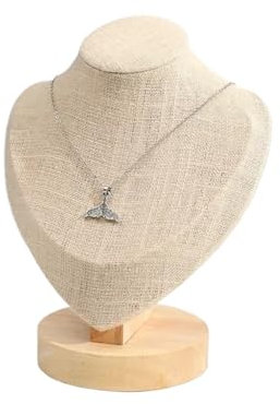 SHBHWS Busto da Espositore Set espositore for collane Set espositori for Busti di Gioielli in Lino Organizzatore di Braccialetti Porta Busto for Collana in Legno Porta Collana Espositore per Busto(S)