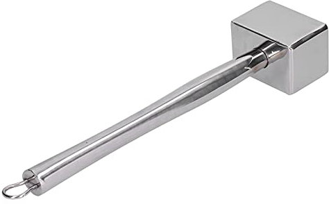 Martillo para carne de acero inoxidable, ablandador y mazo de carne de doble cara con antideslizante para carne, ternera, pollo y cerdo