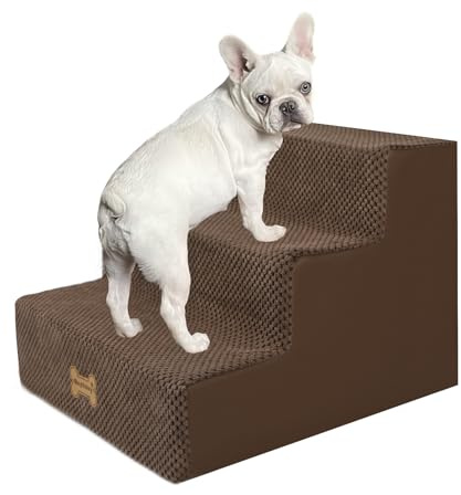 Nepfaivy Scaletta per Cani - Scala per Cani e Gatti per Salire sul Letto, Gradini con Copertura Rimovibile e Lavabile, Marrone, 45x40x34cm | Scaletta per cani per letto e divano, in spugna ad alta densità, con rivestimento rimovibile e lavabile e fondo antiscivolo