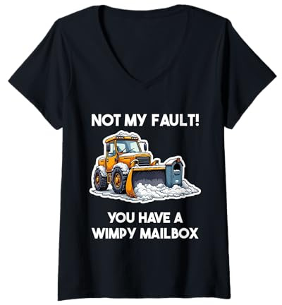 Womens Funny Snowplow driver saying - snow removal with snowplough V-Neck T-Shirt