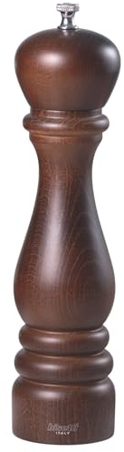 Macina Sale Manuale Roma in Legno di Faggio Tinto Noce 25 cm, Macinino Manuale per Sale con Macina in Ceramica ad alta resistenza per Macinatura Precisa, Resistente, Elegante e Made in Italy - BISETTI