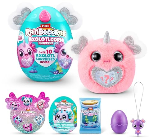 Rainbocorns Axolotlcorn Surprise (Flowy) von ZURU, Plüschspielzeug zum Sammeln für Mädchen ab 3 Jahren