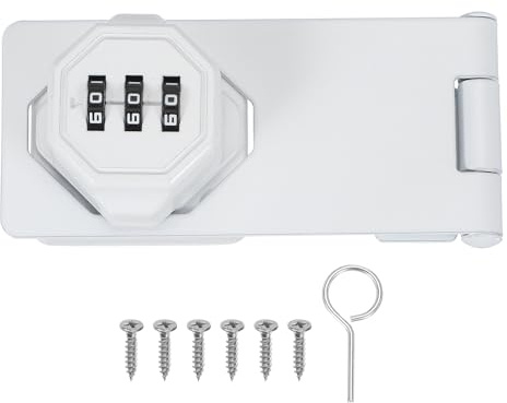 sourcing map Password Hasp Locks Keyless Combination Lock 4 Inch Twist Knob No Drilling Required for Door Security Gate Small Doors Cabinets Bathroom Closet Fence Garage Garden(White)