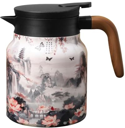 Thermokanne Isolerkanne Mit Teesieb 1000 Ml Edelstahl Isolierte Isolierkanne Thermo Kaffeekanne Vintage Blumenmuster Teekanne Tee Isolierkaraffe Thermoskanne Für Kaffee Tee Und Milch
