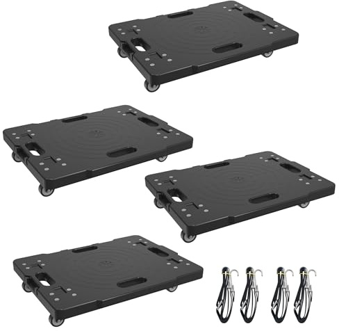 Suusolny 4 Stück Modulares Rollbrett 52x39 cm - 360° Drehrollen | 150 kg Traglast | Möbelroller splißbar für Transport & Umzug mit 4 Seilen