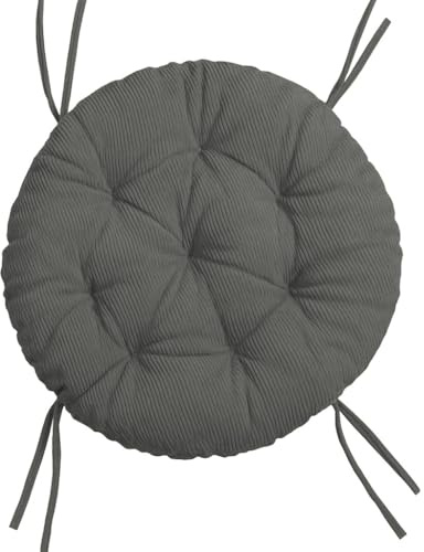chilly pilley® Polster für Papasansessel - Rundkissen - Auflage Polster für Papasansessel -Sesselkissen Sitzkissen Gesteppt mit Schlaufen (Grau Cord, 40cm)