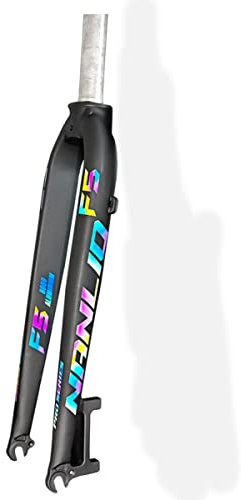 Forcella MTB Forcella rigida per bici da 1-1/8 in lega di alluminio completa 26/27,5/29 Forcella MTB rigida con freno a disco 28,6 mm Forcelle Ultra 700C leggere senza filettatura (Colore: Nero)