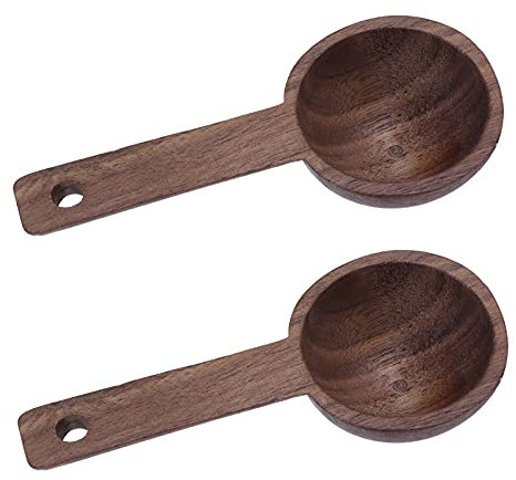LUCKDANO Cucharada de Madera, Cuchara de Mesa con Cuchara de Madera Cucharada de café Cucharadita de Nogal de para té de café Harina de Azúcar ((2 piezas vendidas) #2 108 mm de nogal)