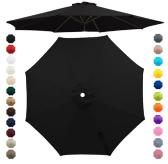 Chinimon Replacement Parasol Canopy 2m/2.5m/2.7m/3m/3.5m fits 6/8 Arms | Parasol Replacement Canopy 95% UV Block, Double-Stitch Seams, Fade Resistant Fabric, Canopy Only for Garden, Patio and Beach