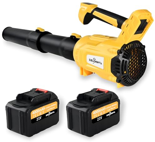 EudaemonVia Soffiatore per foglie senza fili, 350 W, 4000 mAh, batteria al litio con 2, velocità regolabile (giallo)