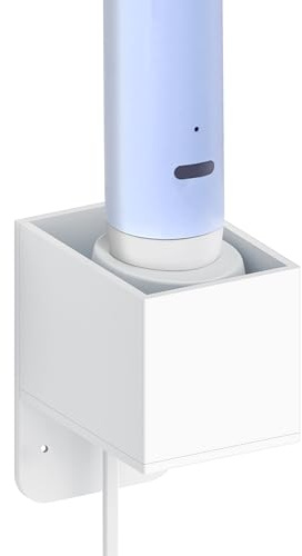 Linkidea Wandhalterung für Elektrozahnbürsten-Ladegerät mit Kabelorganizer, Selbstklebende Ladestation für Aufsätze, kompatibel mit Oral-B iO 3/5, Smart, Pro, Genius (nur ovale Ladestation)