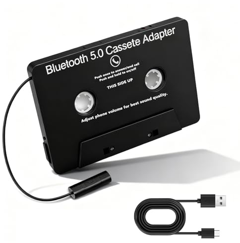 ZRZTM Adattatore Cassetta AutoradioBT 5.0, Cassetta Adattatore da Auto con Microfono, Ricevitore per Cassette per Auto Bluetooth, per Chiamate Lettore di Cassette per MP3 CD Convertitore Radio