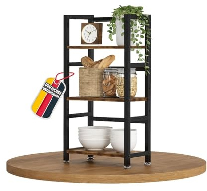 Mein-Regal Küchenregal Vintage M kompaktes Gewürzregal für Arbeitsplatte, stabiles Standregal aus Holz & Metall, dekoratives Aufbewahrungsregal für Küche, Bad, Büro oder Schreibtisch, Retro Design