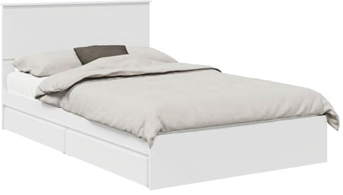 vidaXL Aufbewahrungsbett mit Kopfteil Weiß 120 x 200 cm Holzwerkstoff, Schlafzimmer, modernes Design mit viel Stauraum, robusten Materialien, wasserabweisendem Finish für mehr Langlebigkeit und Stil