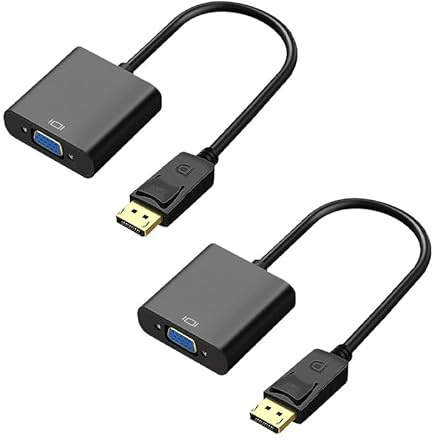 BroLuka 2 paquetes Display Port to Vga Adaptor Hd Laptop Pc Adapter Connectors