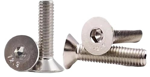 Zylinderschrauben, M7-1,0 x (12-60) mm vernickelte 12,9 Stahl-Innensechskant-Senkkopfschrauben(M7-1.0 x 30mm)