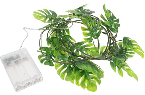 NUOBESTY LED Easy to Install, Plastic Material 20 Green Monstera Leaf String Lights with Simulated Vine Design Decorative String Lights for Birthday Party or Indoor Decor Project