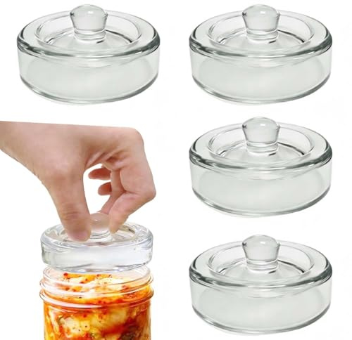 CDDCWZ 4 Pesas de fermentación con un diámetro de 8 cm, Pesas de Vidrio para fermentar Verduras en salmuera, Ideales para fermentar chucrut, Kimchi, pepinos y Otros Alimentos fermentados