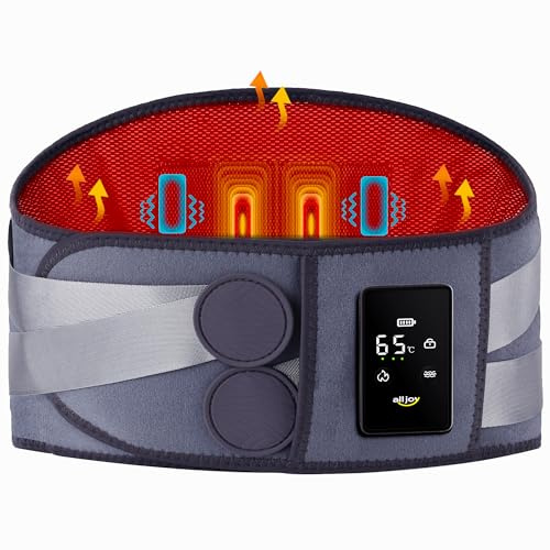 ALLJOY 170CM Wärmegürtel Rücken Heizkissen Kabellos Massagegerät, 5000mAh Heizkissen mit Abschaltautomatik, Wärmekissen für Rücken mit 5 Massagemodi 3 Wärmestufen, Geschenke für Männer Frauen
