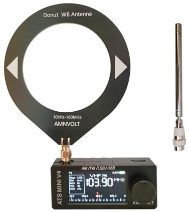 Upgraded ATS MINI V4B Radios with Exquisite Metal Shell, SI4732 Pocket Shortwave Radio, Portable AM/FM/LSB/USB Full Band Receiver, with Built-in Headphone Amplifier, Speaker and Hi-Z