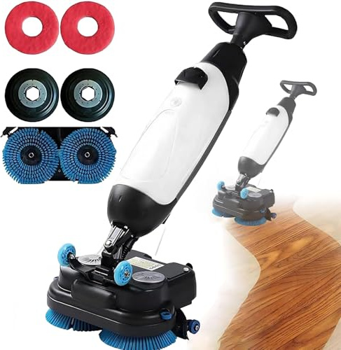 Lavasciuga Pavimenti Elettrica Professionale Per Piastrelle, Senza Fili, Rotazione 360°, Semovente, Larghezza 43 Cm, Ideale Per Officine Ambienti Industriali(White)