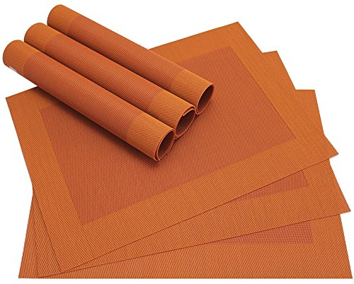 matches21 puede Manteles individuales Manteles individuales Borda – Juego de 6 manteles naranja tejido de plástico, 46 x 33 cm individuale esstischunterlagen Ropa Por la mesa Especialista
